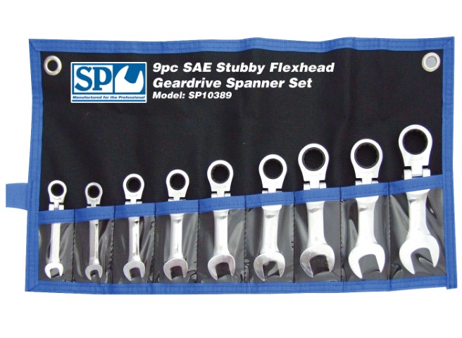 SP - SPANNER SET STUBBY FLEX GEARDRIVE ROE SAE 9PC 